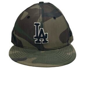 LA Dodgers MLB Camo Print 59Fifty New Era Fitted Hat Mens Size 7